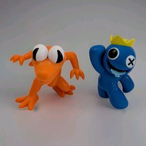 Set of 2 Rainbow Friends Toy Figures Blue & Orange 2.5"